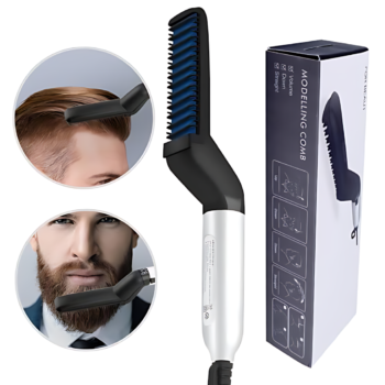 Multifunctional Beard Straightener & Hair Comb – Quick Styling Brush for Men