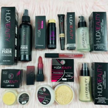 Huda Beauty 9-in-1 Deal Pack: Makeup Fixer, Stick Concealer, Primer & Lipstick – Perfect for Girls!