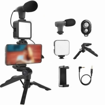 Vlogging Video Making Kit | Light, Tripod Stand, Microphone & Phone Holder with Bluetooth Remote