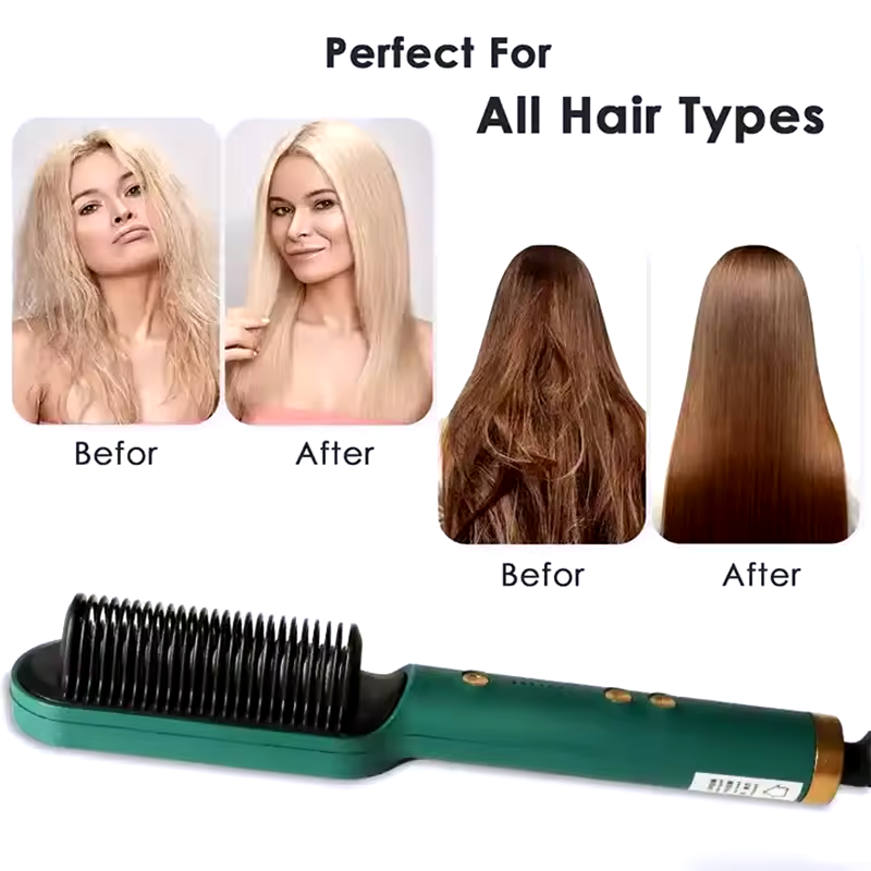 2-in-1 Hair Straightener and Curling Brush